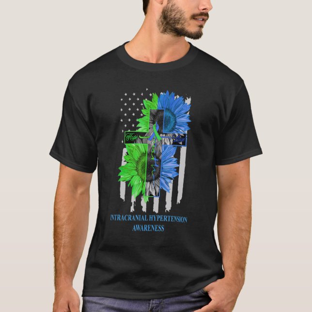 Intracranial Hypertension Awareness US Flag Faith  T Shirt (Framsida)
