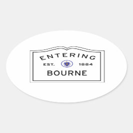 Inträde i Bourne MORSA Town Sign Ovalt Klistermärke