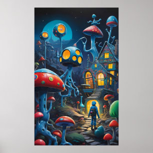 Inträde i byn Mushroom Ken Gage Fantasy Poster
