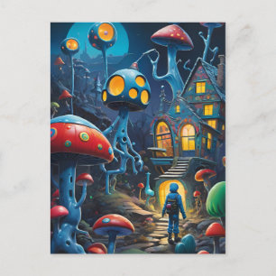 Inträde i byn Mushroom Ken Gage Fantasy Vykort