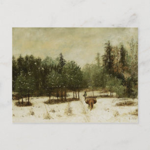 Inträde till skogen i vinter vykort
