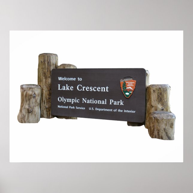 Inträdesskylt för den olympiska nationalparken sjö poster (Framsidan)