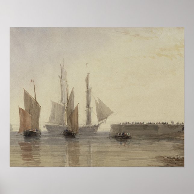 Intrance to Calais Harbour, 1829 (w/c, penna & blä Poster (Framsidan)