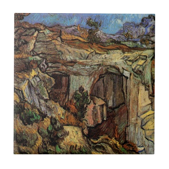 Intrance to Quarry, Saint-Remy av Vincent van Gogh Kakelplatta (Framsidan)