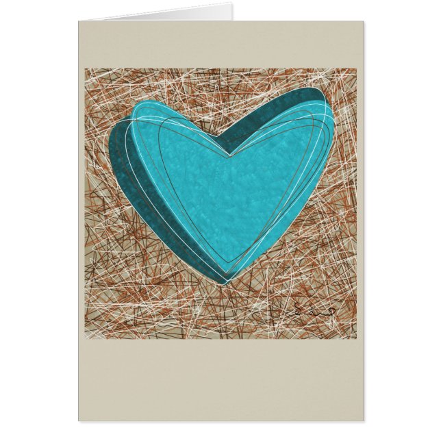 Intrasslat hjärtahälsningkort. Unikt! Hälsningskort (Framsidan)