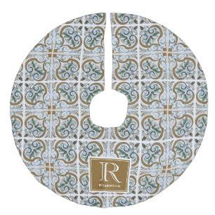 Intreget Italy Tile Mönster, Monogram Julgransmatta Fusklinne