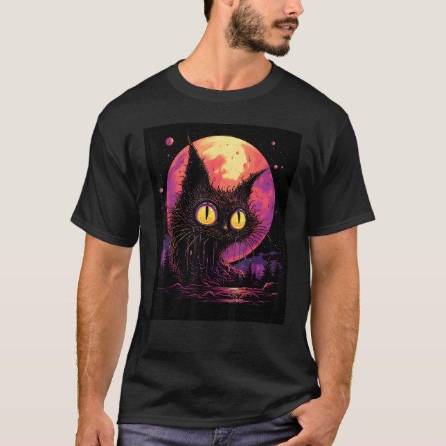 Intressant katt Silhuett Design Din Modeutsaga T Shirt (Framsida)