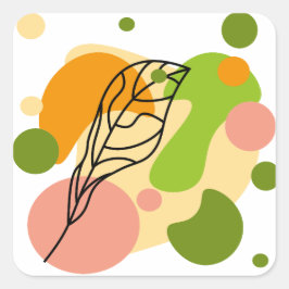 Intressanta abstrakter med löv fyrkantigt klistermärke