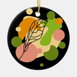 Intressanta abstrakter med löv julgransprydnad keramik