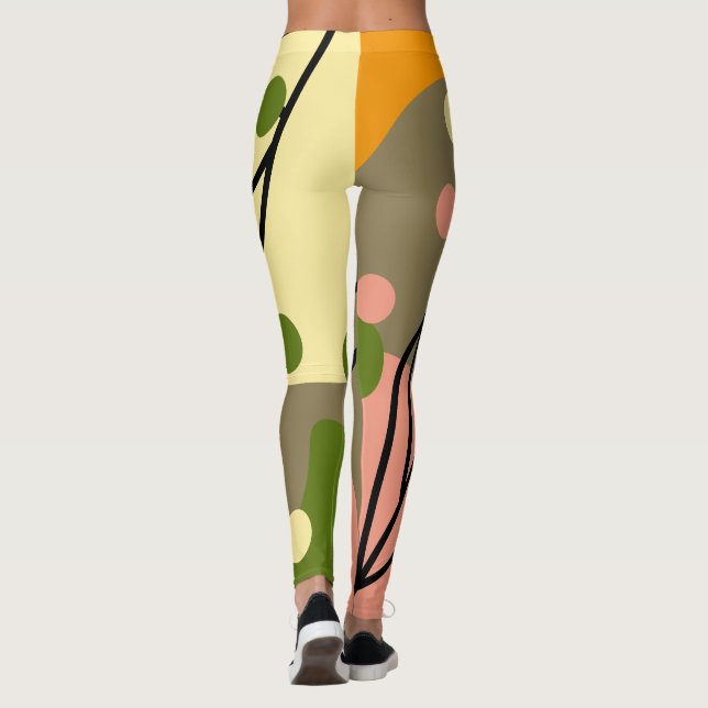 Intressanta abstrakter med löv leggings (Baksida)