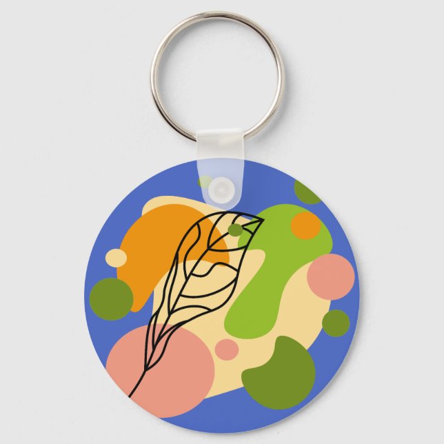 Intressanta abstrakter med löv nyckelring (Framsida)