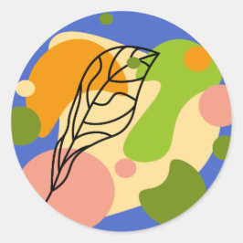 Intressanta abstrakter med löv runt klistermärke