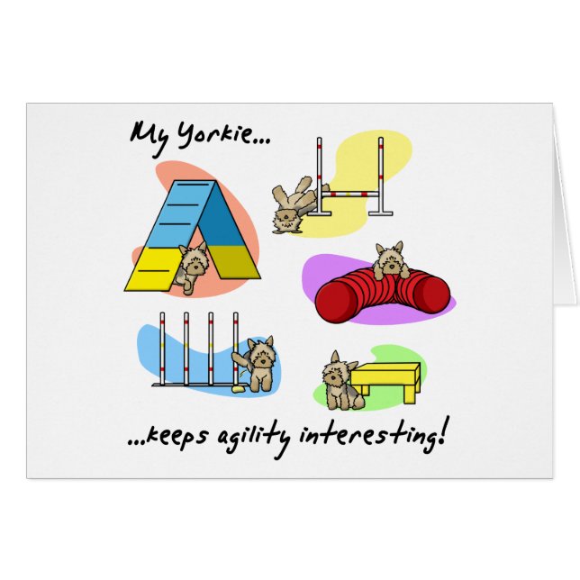 Intressera Yorkie Agility Hälsningskort (Framsidan Horizontal)