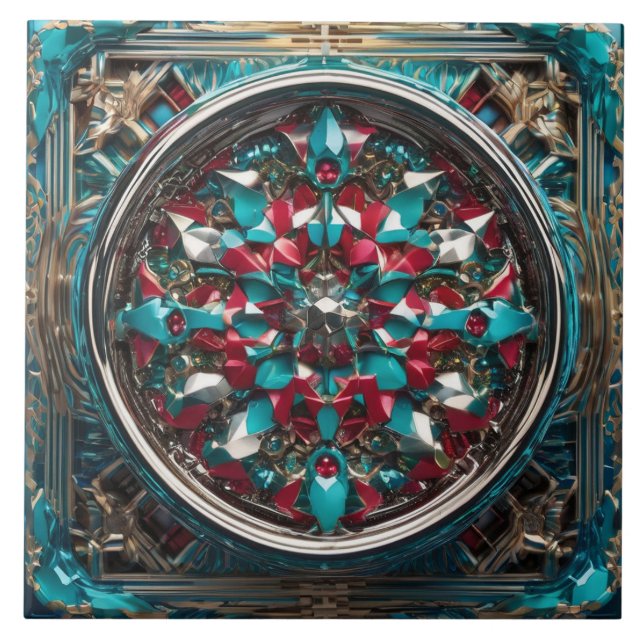 Intricate Abstrakt Framed Medallion Kakelplatta (Framsidan)