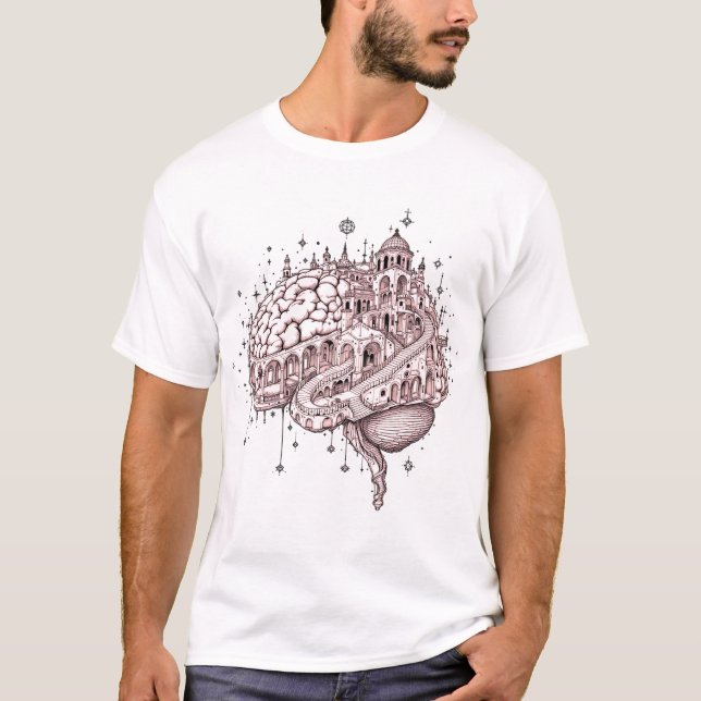 Intricate Architectural Brain City T-Shirt (Framsida)