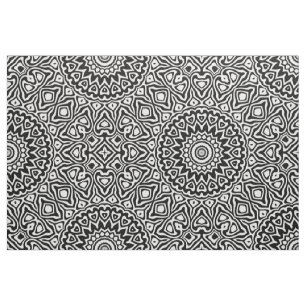 Intricate Black and White Modern Mandala Mönster Tyg