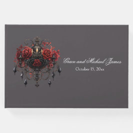 Intricate Black Gothic Chandelier Bröllop Gästböcker