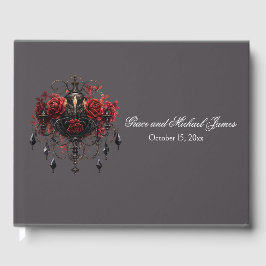 Intricate Black Gothic Chandelier Bröllop Gästböcker