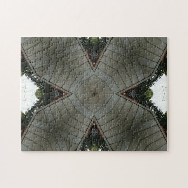 Intricate Black Grått Puzzle Challenge Pussel (Horisontell)