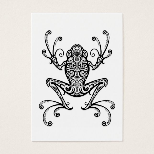 Intricate Black Träd Frog on White Visitkort (Framsidan)