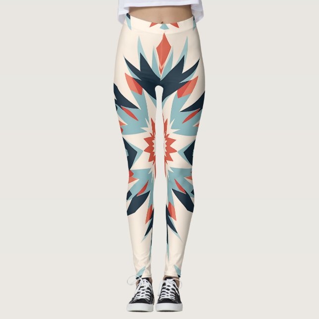 Intricate Blommigt Ikat Medallion Leggings (Framsida)