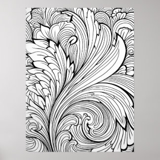 Intricate Blommigt Swirl-färgning Poster