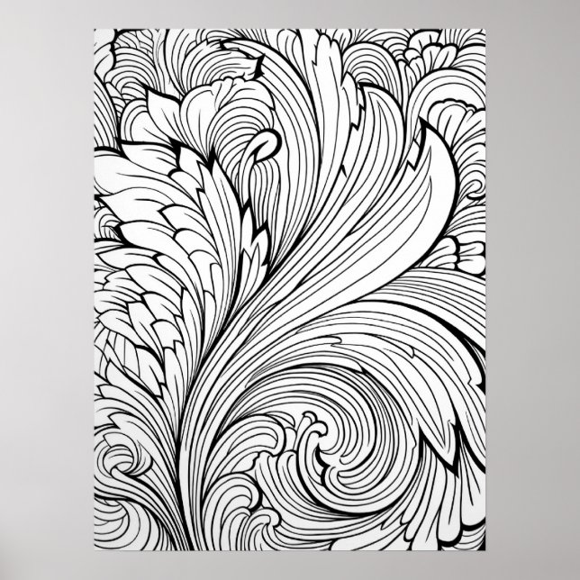 Intricate Blommigt Swirl-färgning Poster (Framsidan)