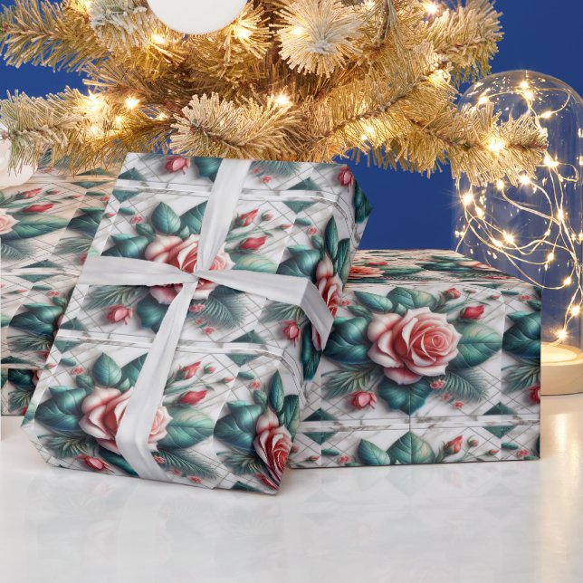 Intricate Blommigt Tile Mosaic Artwork Presentpapper (Helgdagar)