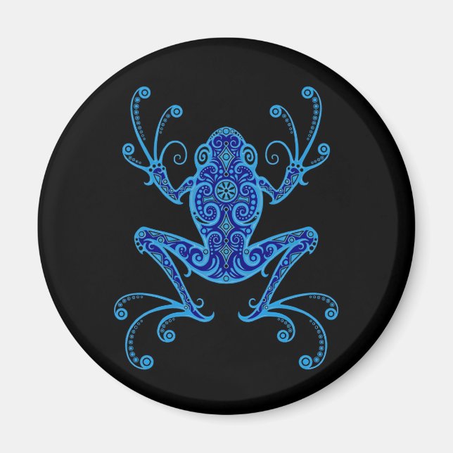 Intricate Blue and Black Träd Frog Magnet (Framsidan)