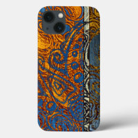 Intricate Blue and Orange Tribal Mehndi