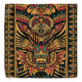 Intricate Blue "Aztec Dream" Motif Large Bandanna Bandana