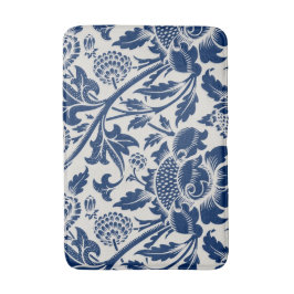 Intricate blue floral pattern on light background badrumsmatta
