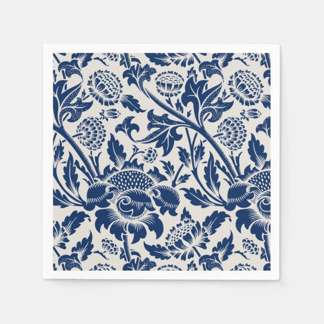 Intricate blue floral pattern on light background pappersservett (Framsidan)