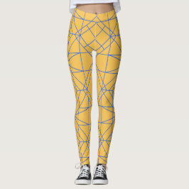 Intricate Blue Geometric Line Art Mönster Leggings