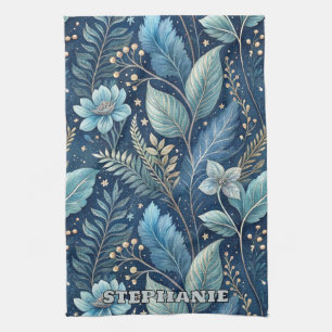 Intricate Blue & Grönt Botanical - Starry Mörk blå Kökshandduk