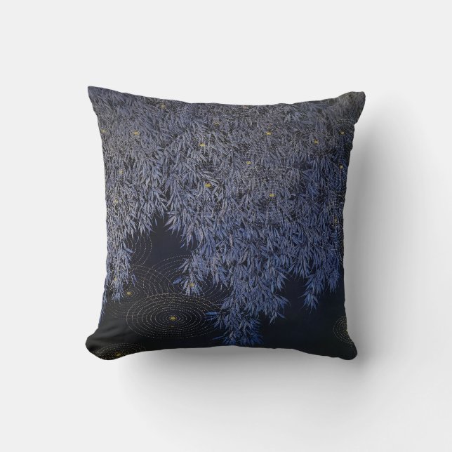 Intricate Blue Hue Blad Golden Spots Homedecor Kudde (Framsida)