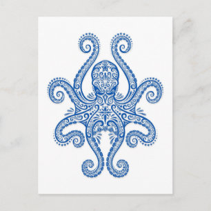 Intricate Blue Octopus Vykort