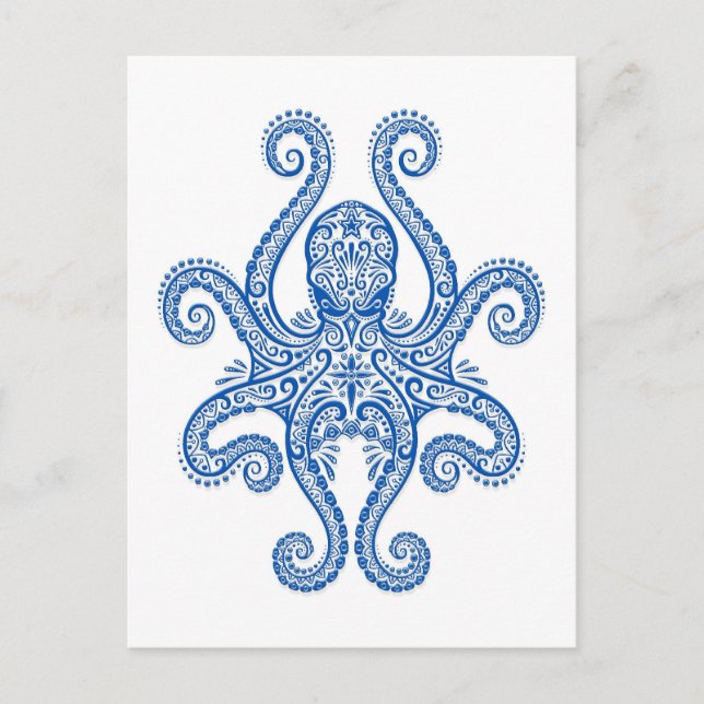 Intricate Blue Octopus Vykort (Framsida)