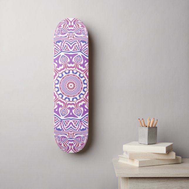 Intricate Bold Groovy Boho Hippie Abstrakt Mandala Mini Skateboard Bräda 18,5 Cm (Väggkonst)