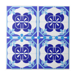 Intricate Bright Blue Navy Azulejos Stil Kakelplatta