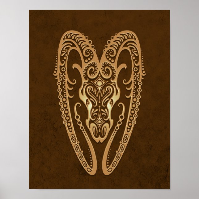 Intricate Brown Aries Zodiac Poster (Framsidan)