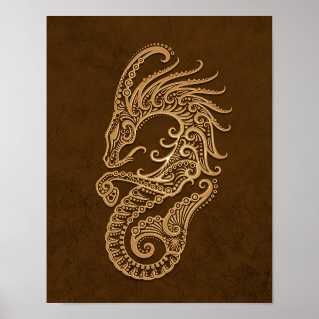 Intricate Brown Capricorn Zodiac Poster (Framsidan)