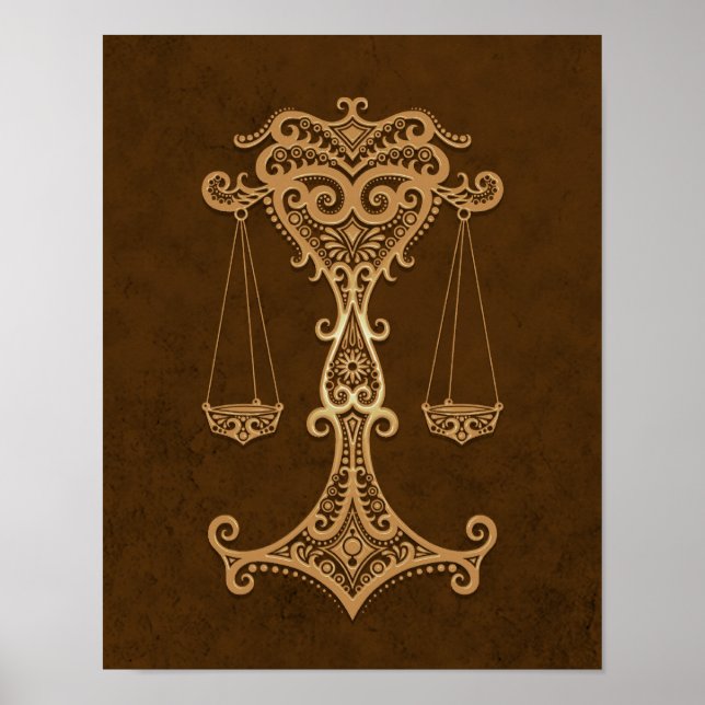 Intricate Brown Libra Zodiac Poster (Framsidan)