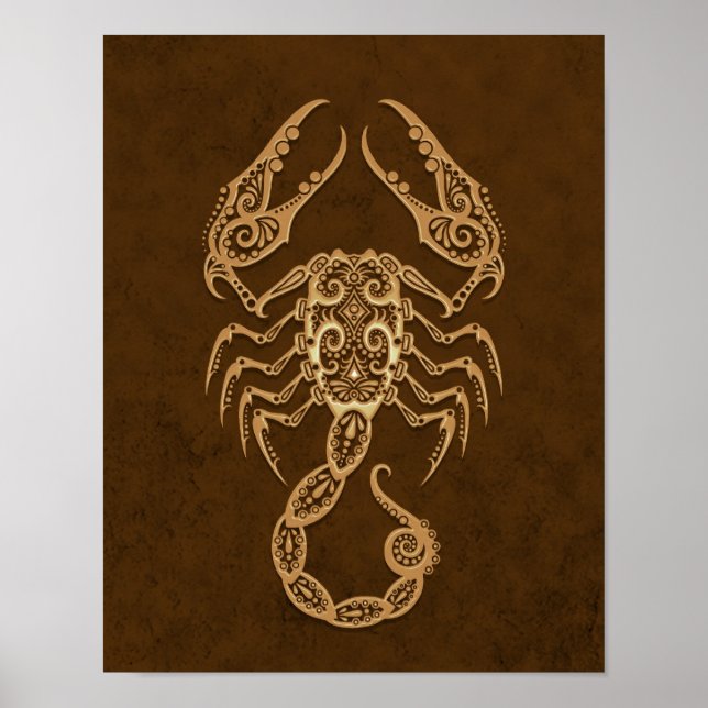 Intricate Brown Scorpio Zodiac Poster (Framsidan)