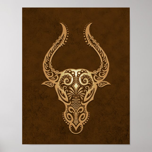 Intricate Brown Taurus Zodiac Poster (Framsidan)