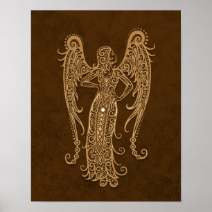 Intricate Brown Våg Zodiac Poster