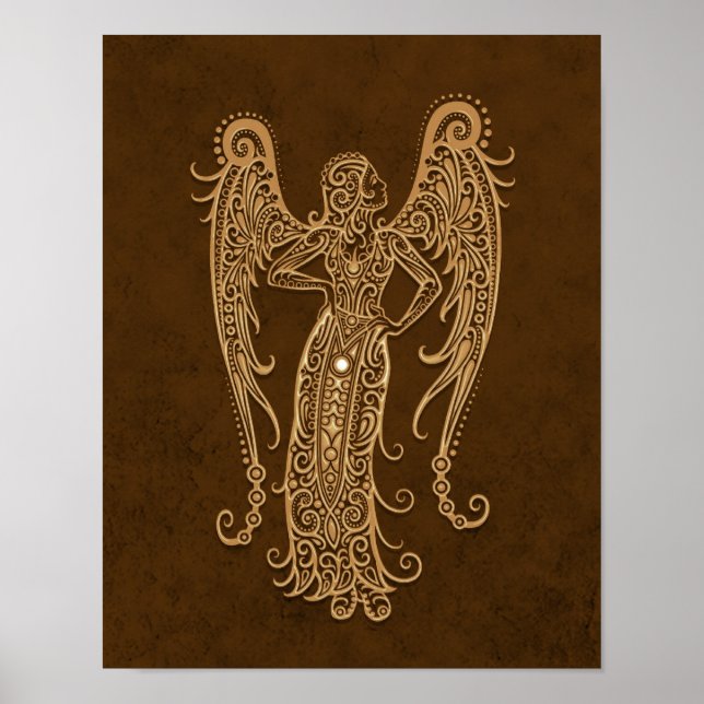 Intricate Brown Våg Zodiac Poster (Framsidan)