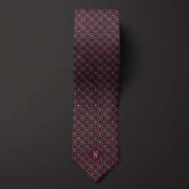 Intricate Burgundy och Guld Mandala Groomsman Slips