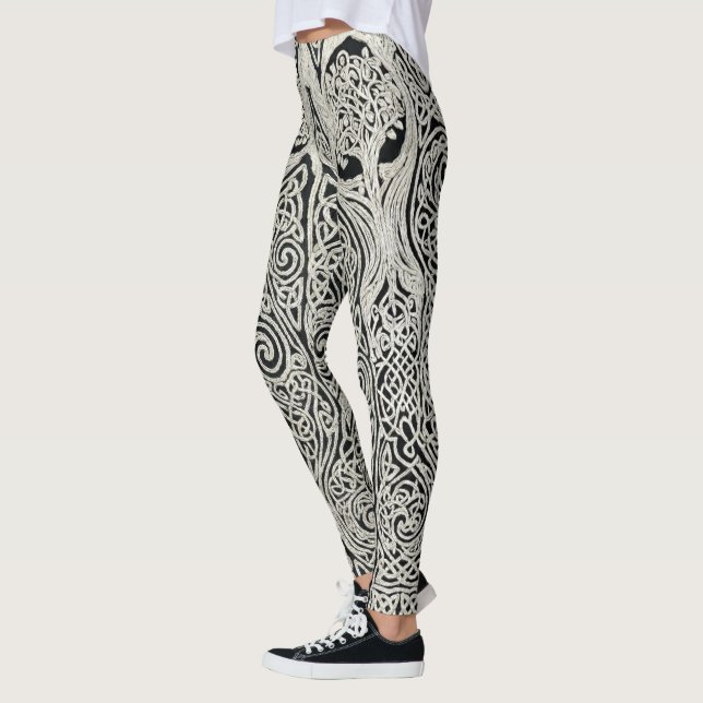 Intricate Celtic Tree of Life Knotwork Design Leggings (Vänster)