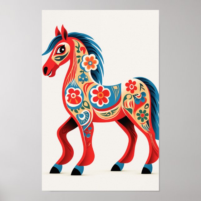 Intricate Details of Dala Horse Art #6 Poster (Framsidan)